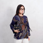 Swipe Up Kemeja Blouse Batik Wanita Modern Akai Navy Brown