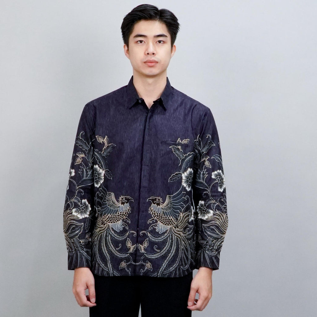 Swipe Up Kemeja Batik Pria Modern Slimfit Katun Lengan Panjang Motif Gokura