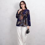 Swipe Up Kemeja Blouse Batik Wanita Modern Akai Navy Brown