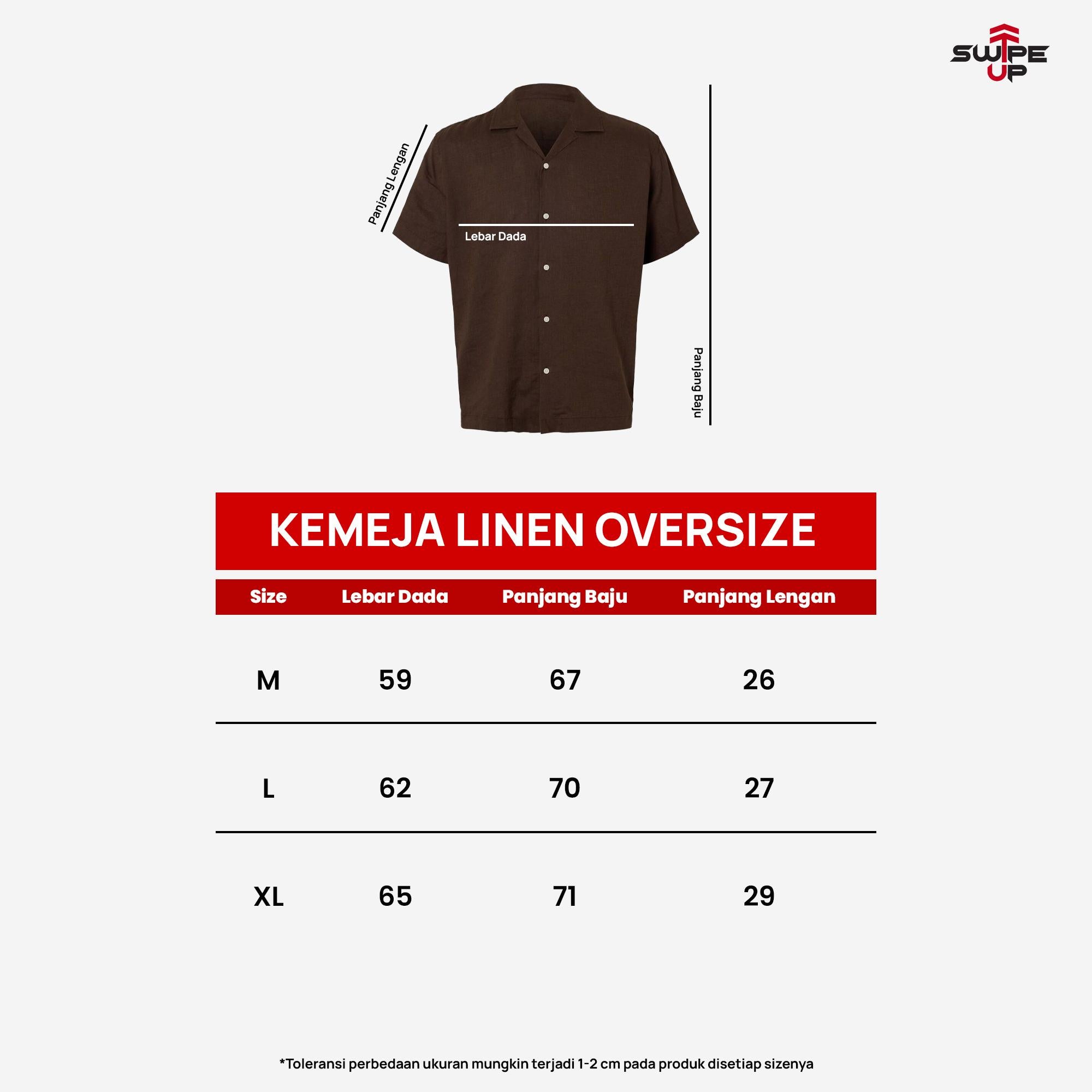 Swipe Up Kemeja Linen Oversize Cuban Bowling Shirt Linen Premium Kerah Lengan Pendek Cream