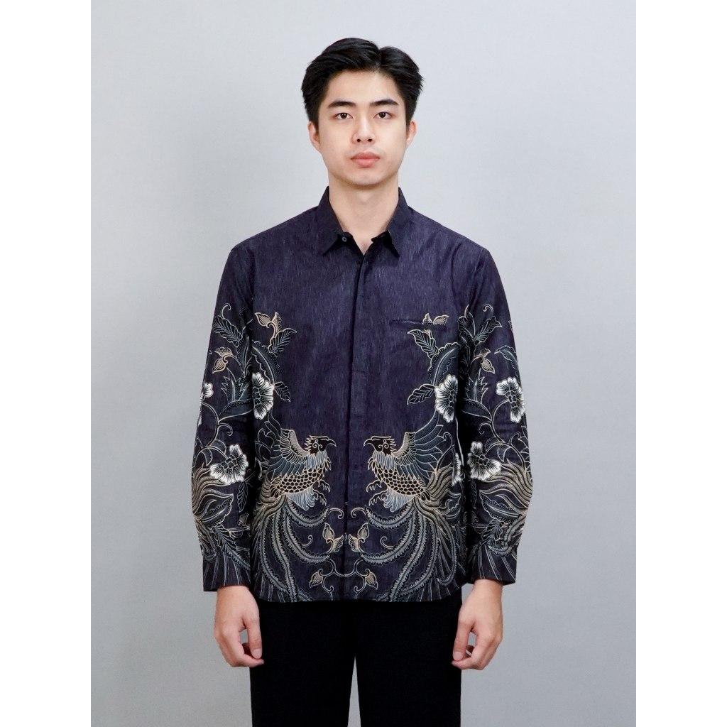 Swipe Up Kemeja Batik Pria Modern Slimfit Katun Lengan Panjang Motif Gokura