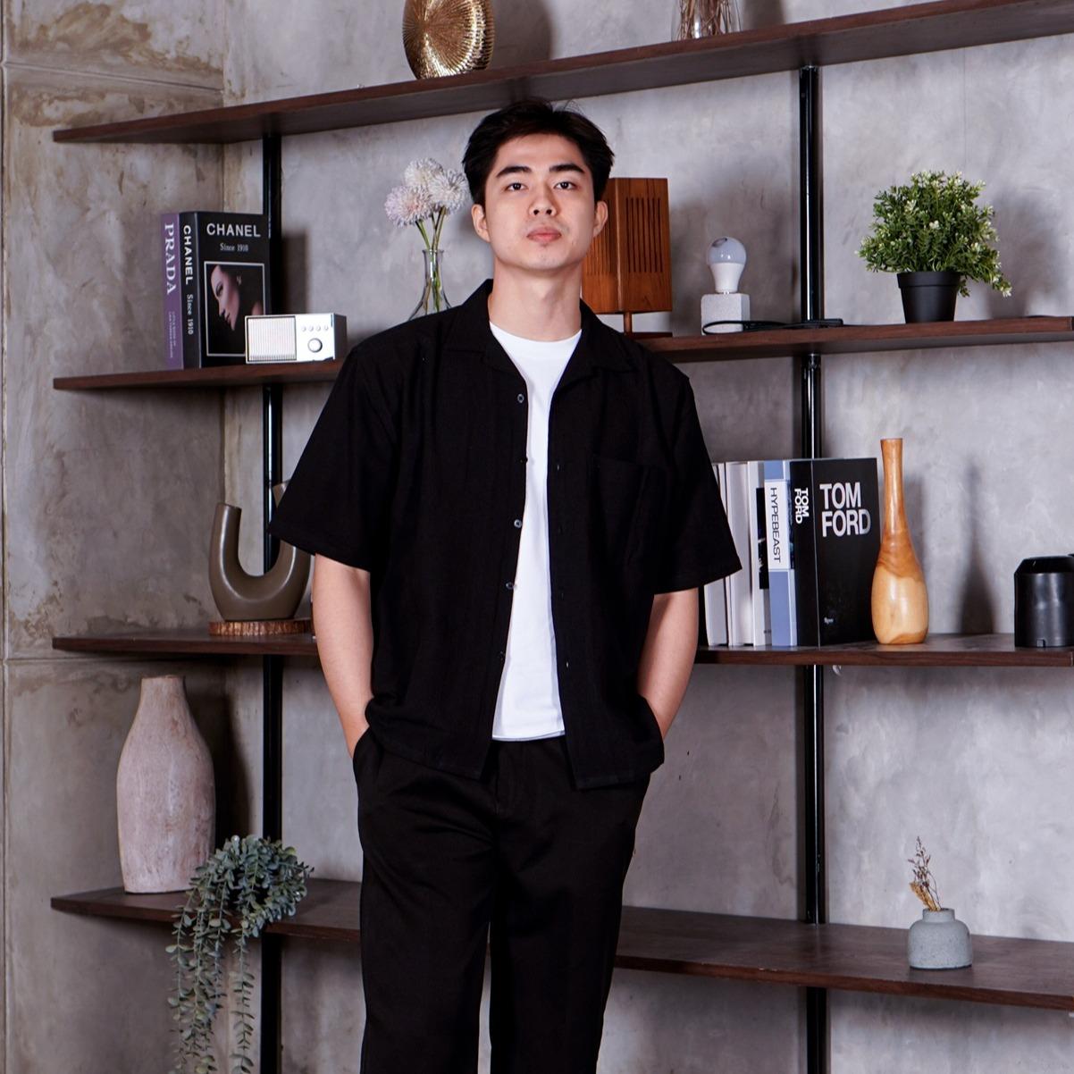Swipe Up Kemeja Linen Oversize Cuban Bowling Shirt Linen Premium Kerah Lengan Pendek Beige