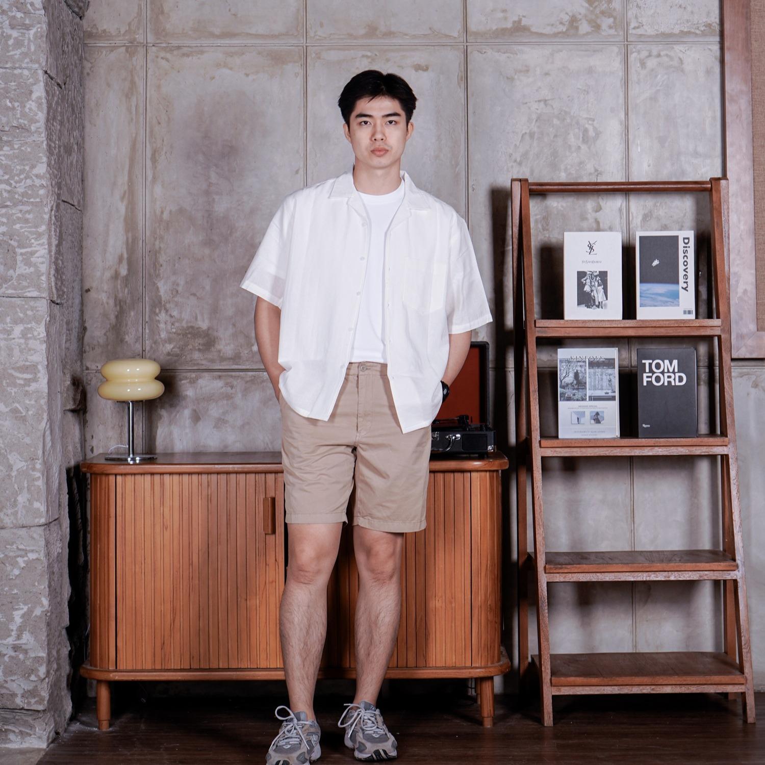Swipe Up Kemeja Linen Oversize Cuban Bowling Shirt Linen Premium Kerah Lengan Pendek White