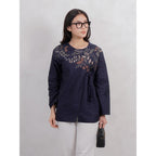 Swipe Up Kemeja Blouse Batik Wanita Modern Suiren Navy