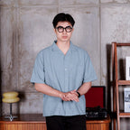 Swipe Up Kemeja Linen Oversize Cuban Bowling Shirt Linen Premium Kerah Lengan Pendek Sage