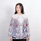 Swipe Up Kemeja Blouse Batik Couple Pria Wanita Modern Shiroi Blue