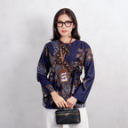Swipe Up Kemeja Blouse Batik Wanita Modern Akai Navy Brown