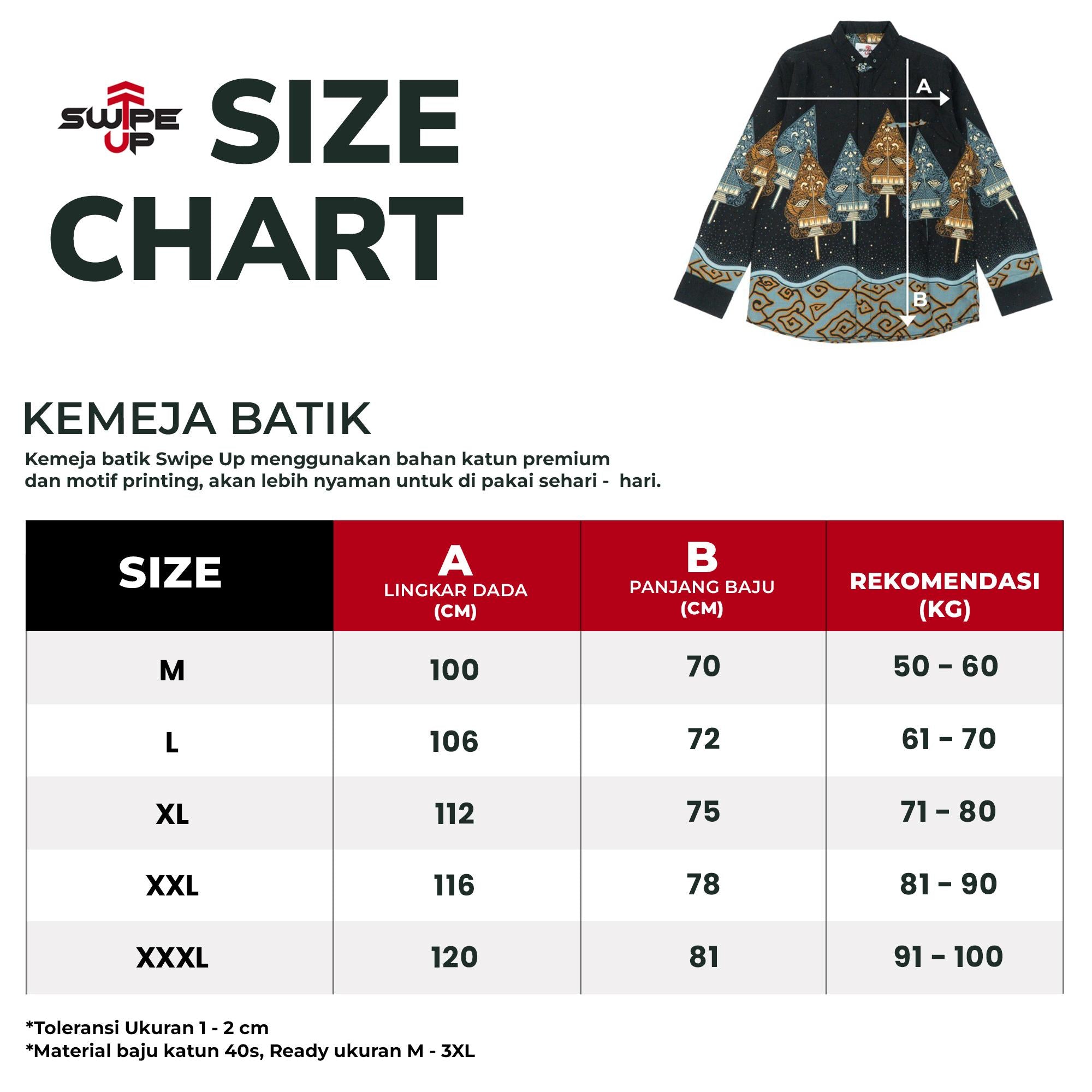 Swipe Up Kemeja Batik Pria Modern Slimfit Katun Lengan Panjang Motif Gokura