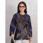 Swipe Up Kemeja Blouse Batik Wanita Modern Akai Navy Brown