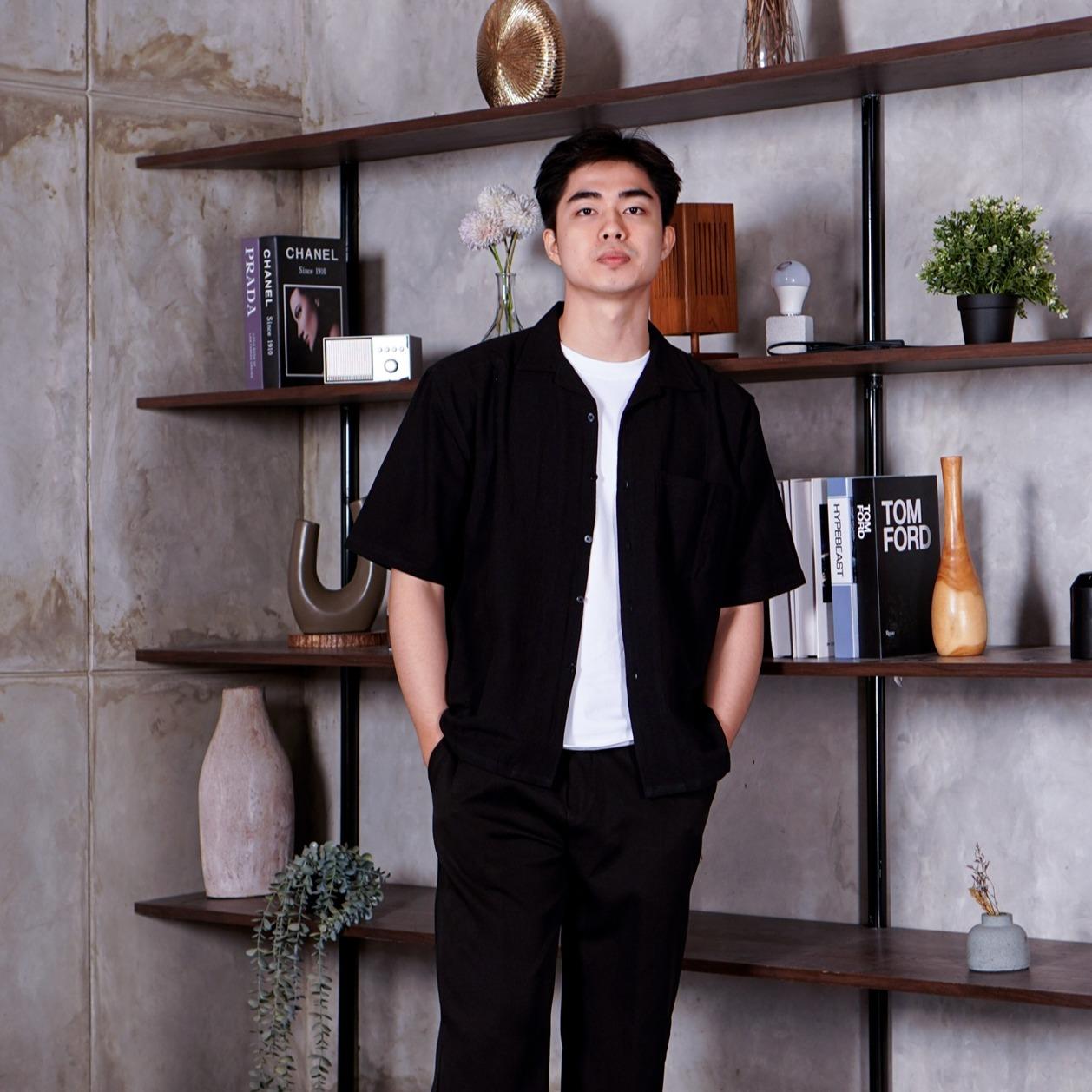 Swipe Up Kemeja Linen Oversize Cuban Bowling Shirt Linen Premium Kerah Lengan Pendek White