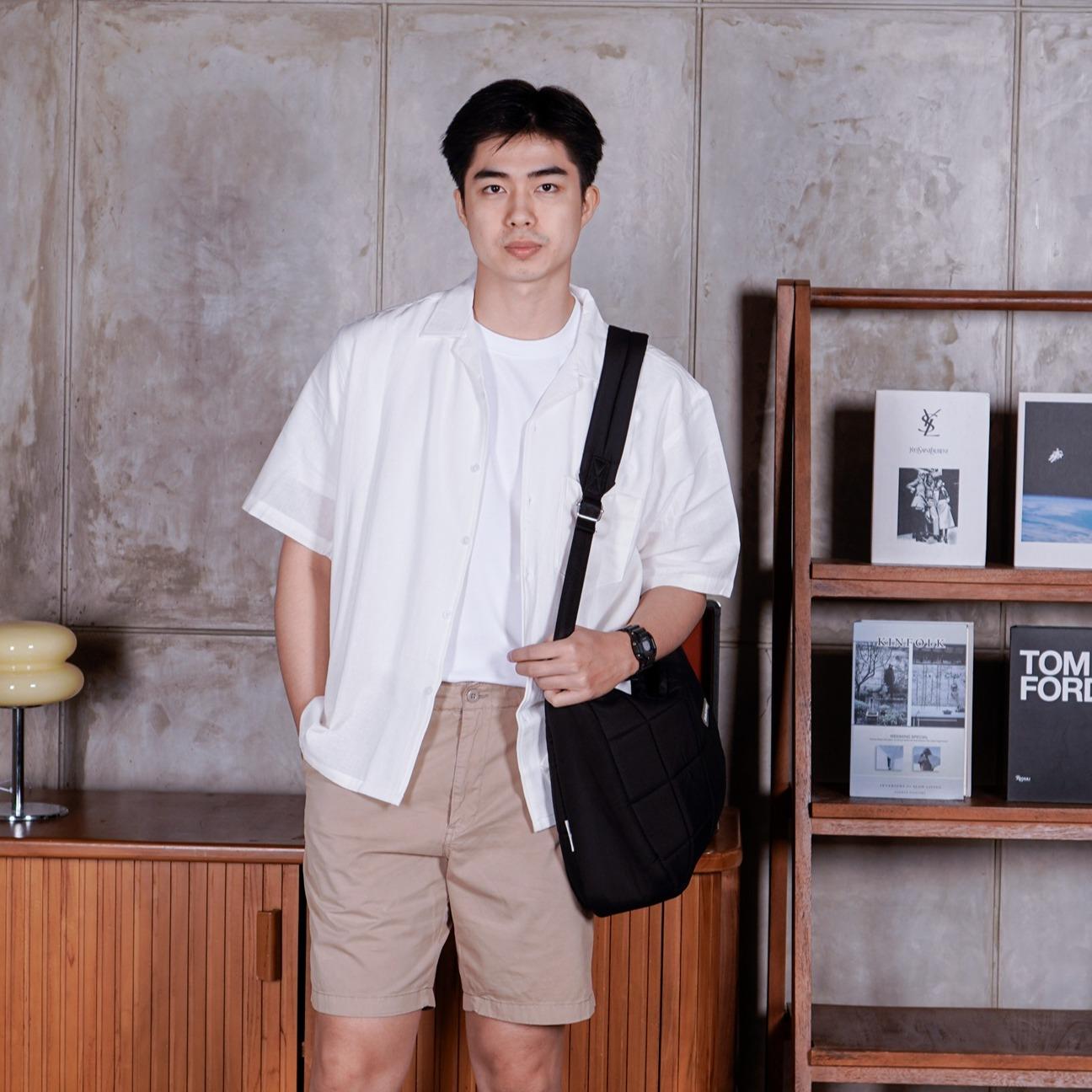 Swipe Up Kemeja Linen Oversize Cuban Bowling Shirt Linen Premium Kerah Lengan Pendek White