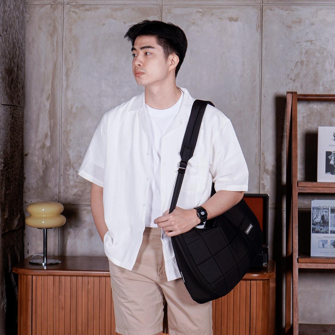 Swipe Up Kemeja Linen Oversize Cuban Bowling Shirt Linen Premium Kerah Lengan Pendek White
