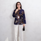 Swipe Up Kemeja Blouse Batik Wanita Modern Akai Navy Brown