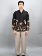 Swipe Up Kemeja Batik Pria Modern Lengan Panjang Arjuna Black Brown