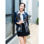 Swipe Up Outer Batik Wanita Modern Lengan 3/4 Akai Navy Brown