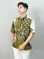 Swipe Up Kemeja Batik Pria Modern Slimfit Lengan Pendek Shiragiku