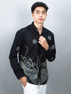 Swipe Up Kemeja Batik Pria Modern Jumbo Lengan Panjang Night