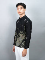 Swipe Up Kemeja Batik Pria Modern Lengan Panjang Night Green