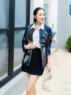 Swipe Up Outer Batik Wanita Modern Lengan 3/4 Akai Navy Brown