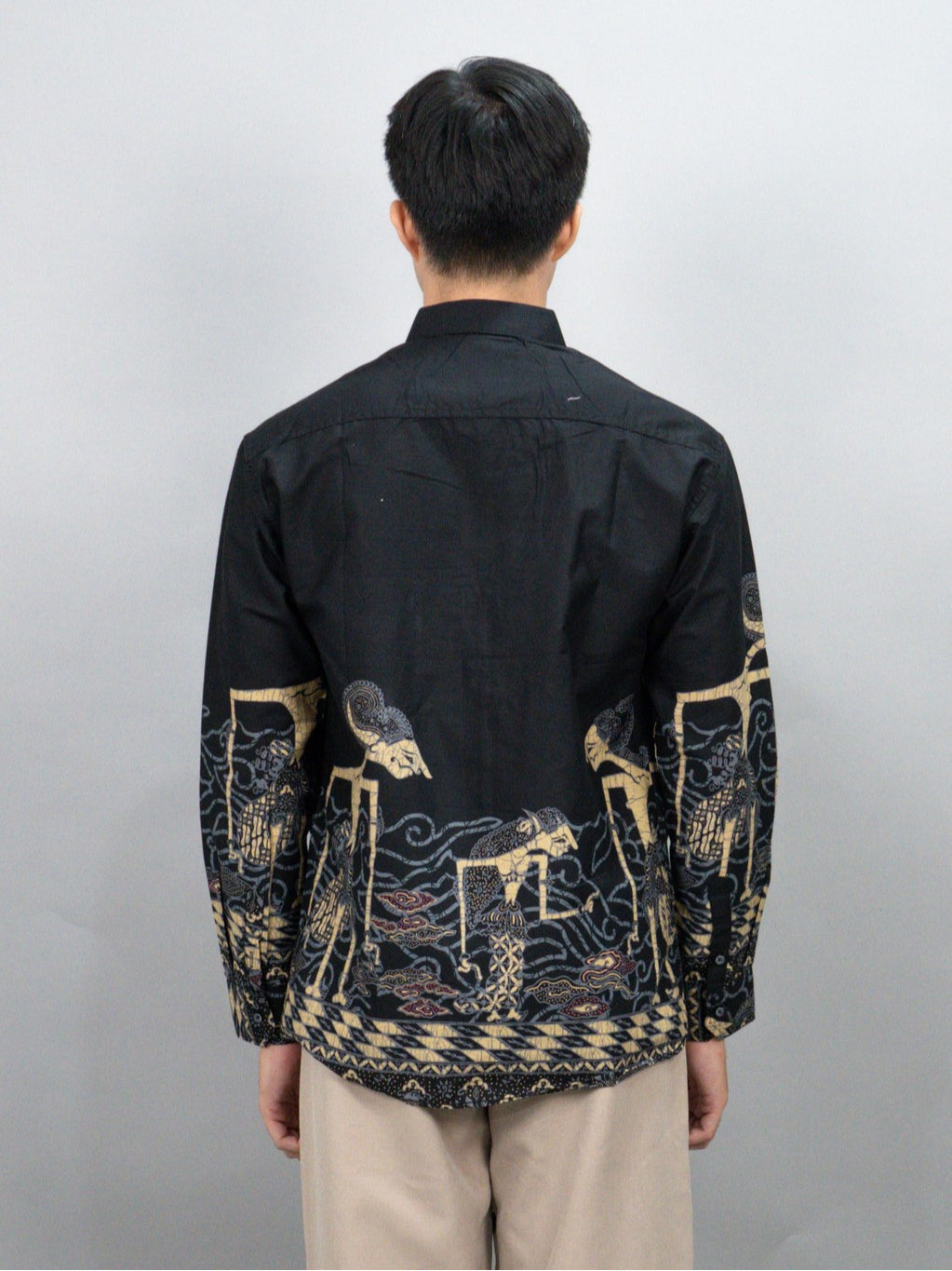Swipe Up Kemeja Batik Pria Modern Lengan Panjang Arjuna Black Navy