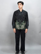 Swipe Up Kemeja Batik Pria Modern Lengan Panjang Krisan