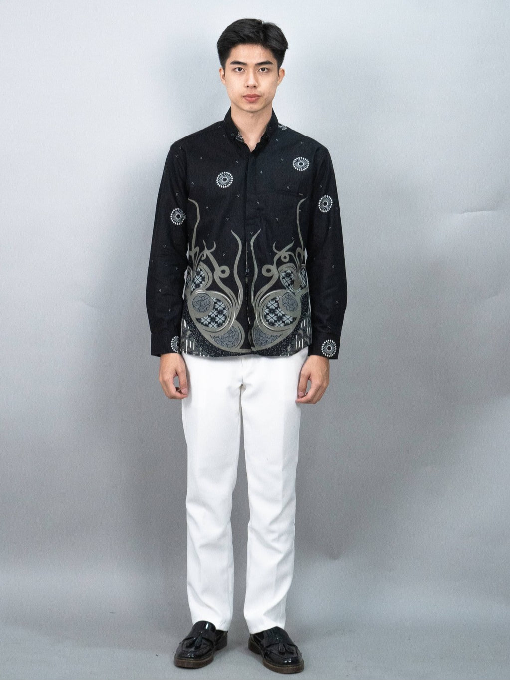 Swipe Up Kemeja Batik Pria Modern Jumbo Lengan Panjang Night
