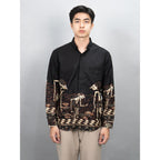 Swipe Up Kemeja Batik Pria Modern Lengan Panjang Arjuna Black Brown