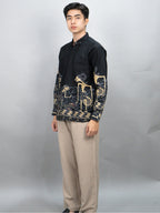 Swipe Up Kemeja Batik Pria Modern Lengan Panjang Arjuna Black Navy