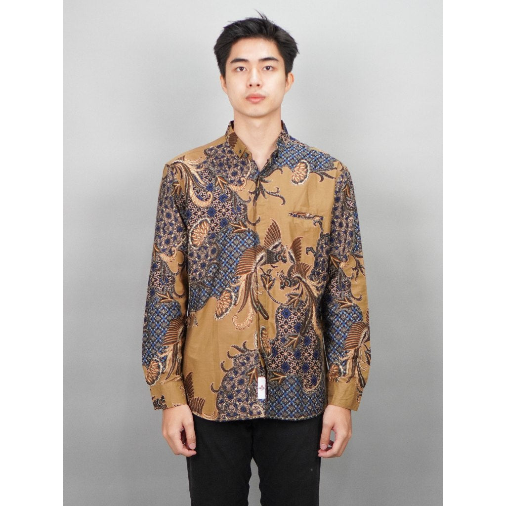 Swipe Up Kemeja Batik Pria Modern Slimfit Lengan Panjang Ajisai