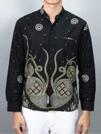 Swipe Up Kemeja Batik Pria Modern Lengan Panjang Night Green