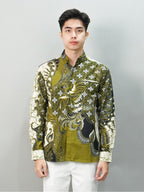 Swipe Up Kemeja Batik Pria Batik Modern Slimfit Lengan Panjang Shiragiku