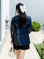 Swipe Up Outer Batik Wanita Modern Lengan 3/4 Akai Navy Brown
