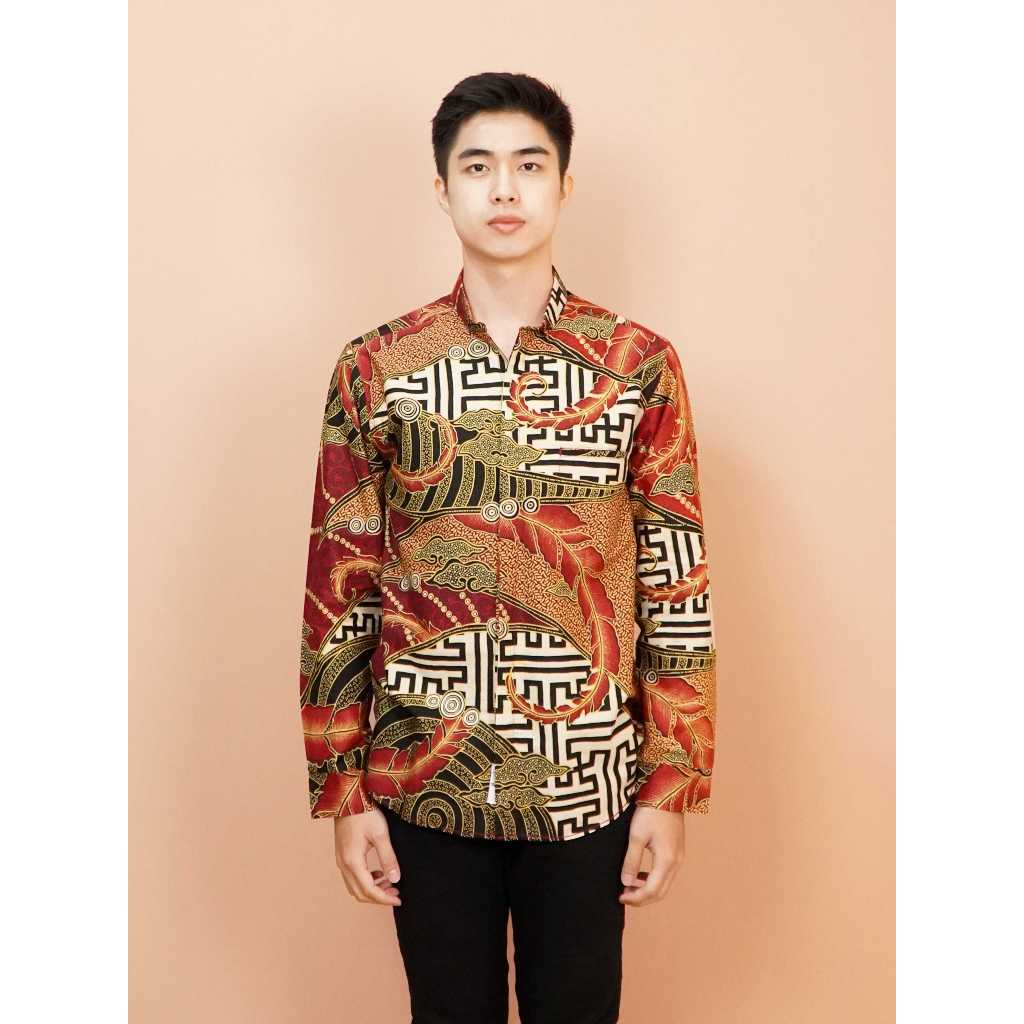 Swipe Up Kemeja Batik Pria Modern Slimfit Lengan Panjang Kiiro