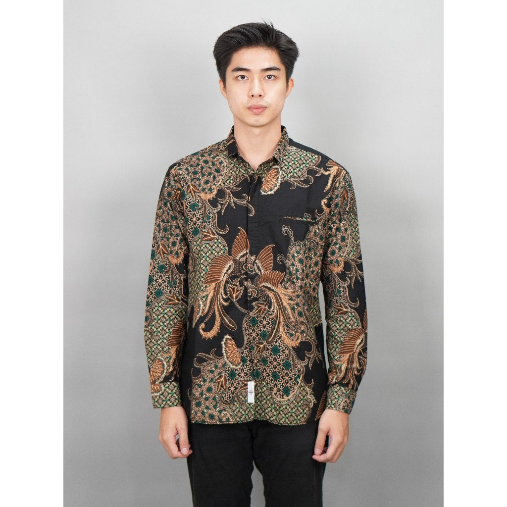 Swipe Up Kemeja Batik Pria Modern Slimfit Lengan Panjang Ajisai
