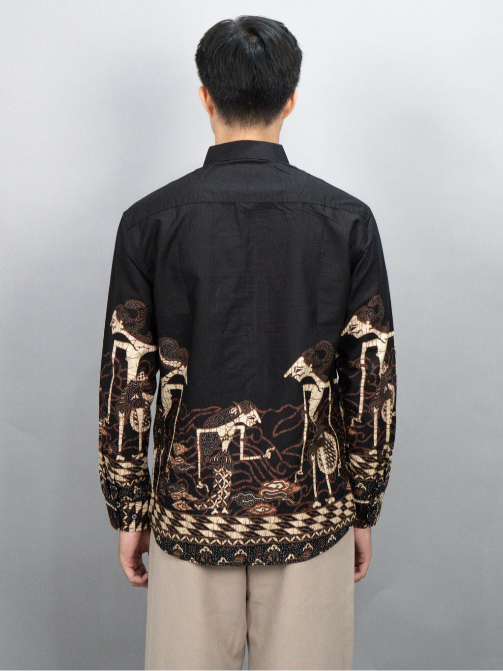 Swipe Up Kemeja Batik Pria Modern Lengan Panjang Arjuna Black Brown