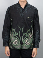 Swipe Up Kemeja Batik Pria Modern Lengan Panjang Krisan