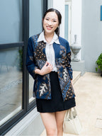 Swipe Up Outer Batik Wanita Modern Lengan 3/4 Akai Navy Brown