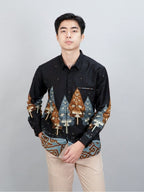 Swipe Up Kemeja Batik Pria Modern Slimfit Lengan Panjang Wayang Laksmana