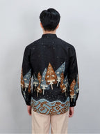 Swipe Up Kemeja Batik Pria Modern Slimfit Lengan Panjang Wayang Laksmana