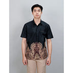 Swipe Up Kemeja Batik Pria Modern Lengan Pendek Charisma Black