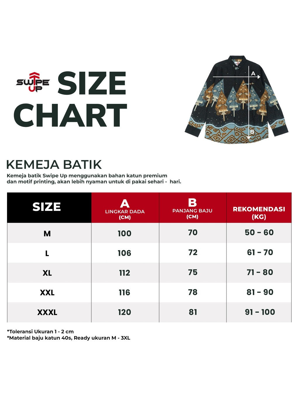 Swipe Up Kemeja Batik Pria Modern Slimfit Katun Lengan Panjang Motif Katsura Navy