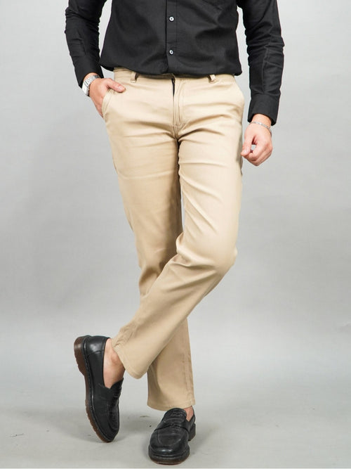 Swipe Up Celana Panjang Pria Chino Pants Slim Fit Stretch Cream