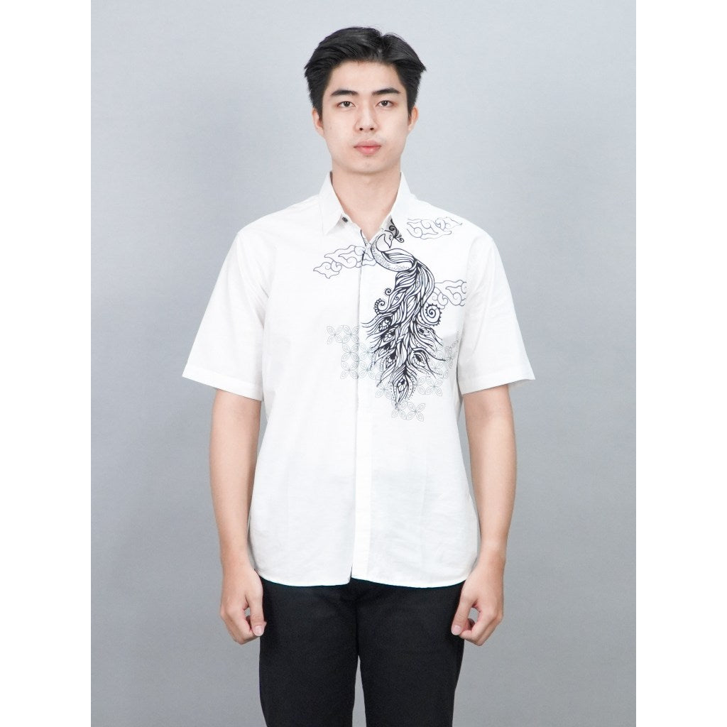 Swipe Up Kemeja Batik Pria Modern Lengan Pendek Himawari Black