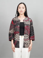 Swipe Up Outer Batik Wanita Modern Lengan 3/4 Kiiro Maroon