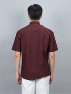 Swipe Up Kemeja Batik Pria Modern Lengan Pendek Widura Maroon
