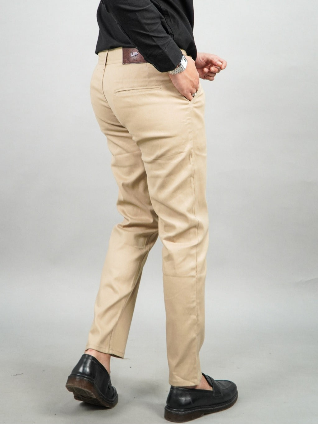 Swipe Up Celana Panjang Pria Chino Pants Slim Fit Stretch Cream