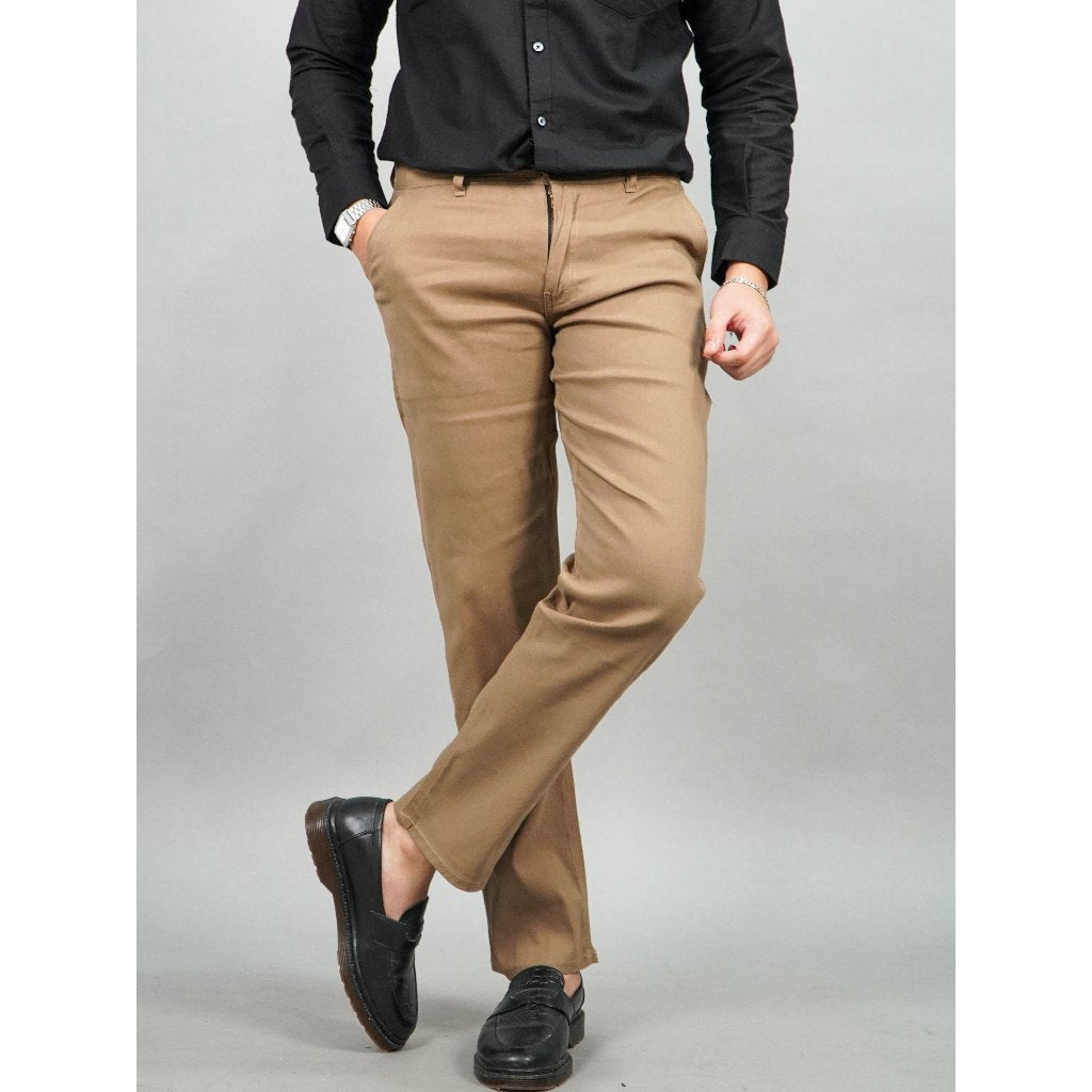 Swipe Up Celana Panjang Pria Chino Pants Slim Fit Stretch Cream