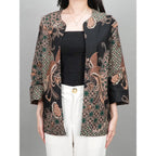 Swipe Up Outer Batik Wanita Modern Lengan 3/4 Ajisai Black