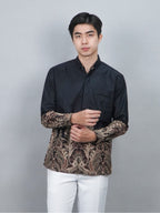 Swipe Up Kemeja Batik Pria Modern Slimfit Lengan Panjang Charisma Black