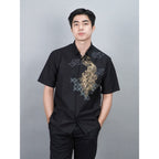 Swipe Up Kemeja Batik Pria Modern Lengan Pendek Himawari White